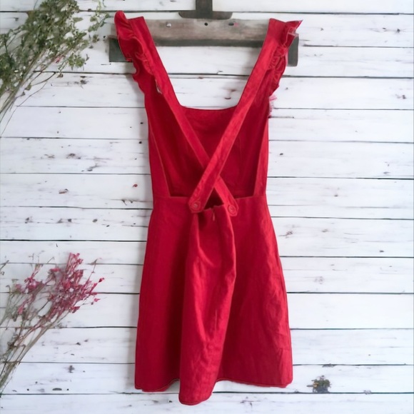 Superdown Saffron Red Sirena Ruffle Sleeve Dress by Revolve Size Small - Picture 5 of 8